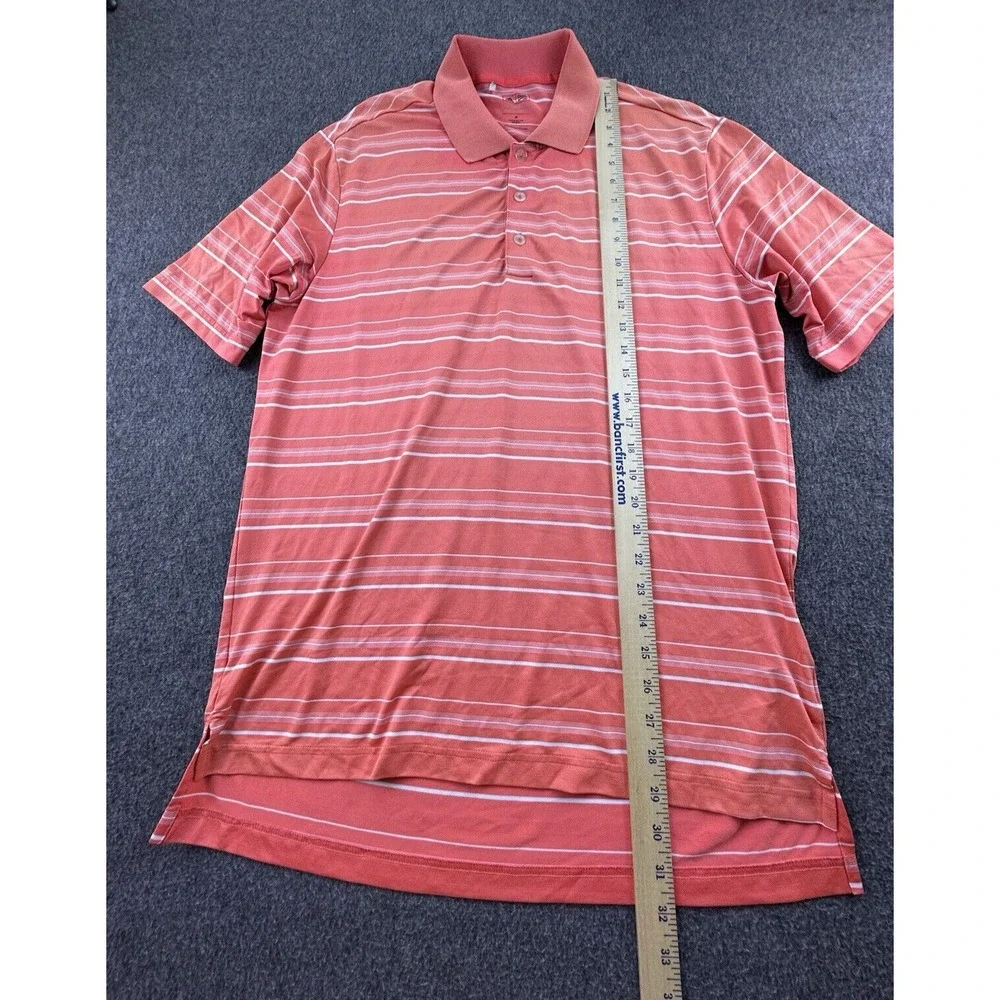 Adidas Polo Mens Medium Orange Striped Short‎ Sleeve Shirt Golf Puremotion